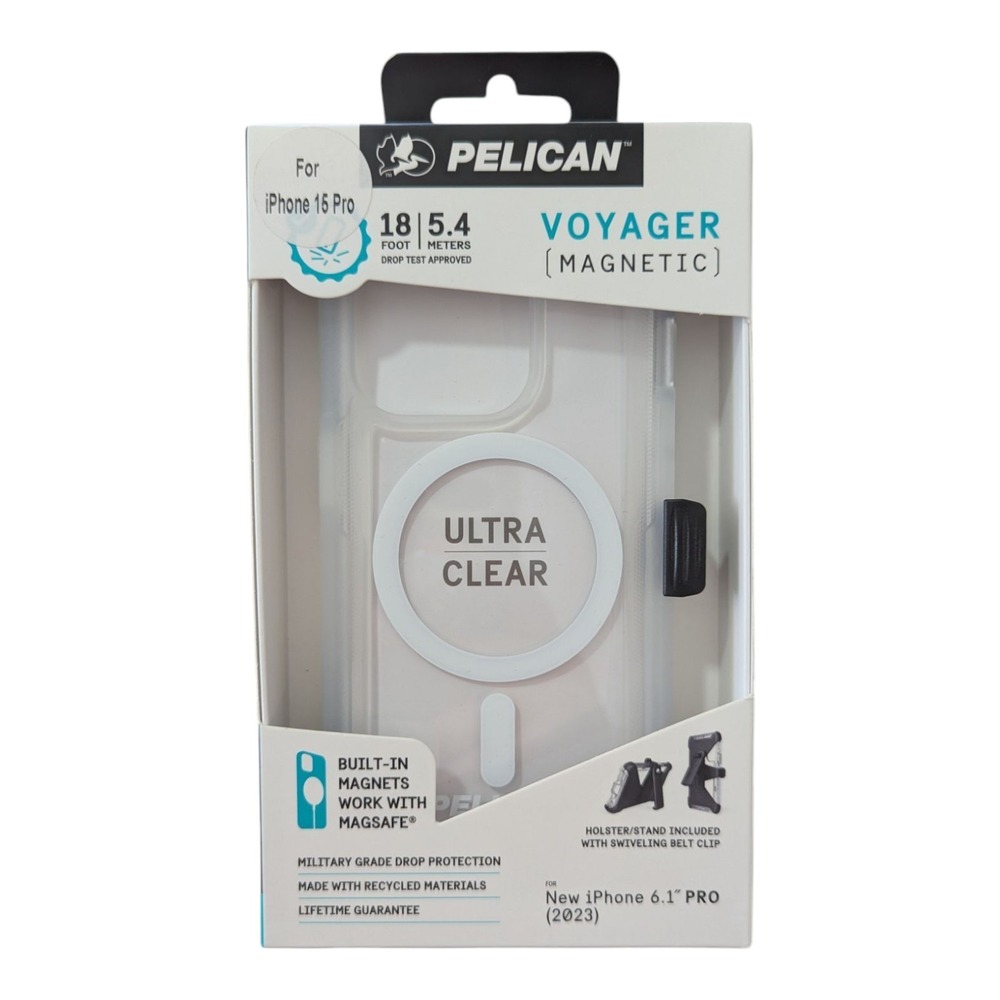 K8. Pelican Voyager Magnetic Series Apple iPhone 15 Pro - Clear MagSafe/Holster‎